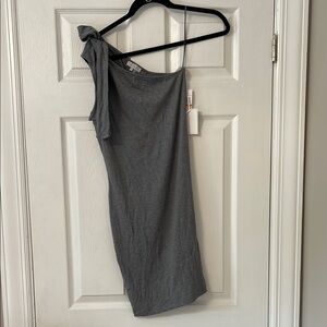 NWT 1. State Gray Asymmetrical Ribbed Cocktail Dress SIZE smal